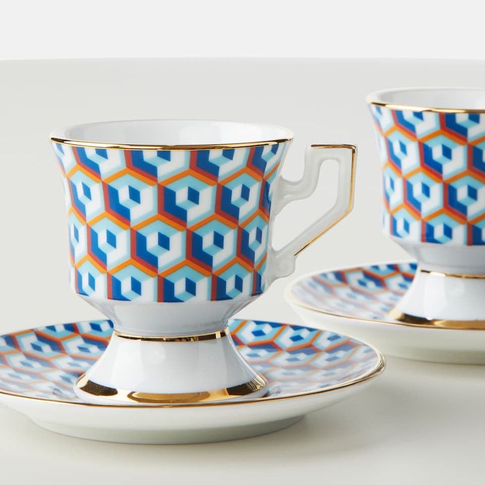 Cubi set of 2 espresso cups and saucers