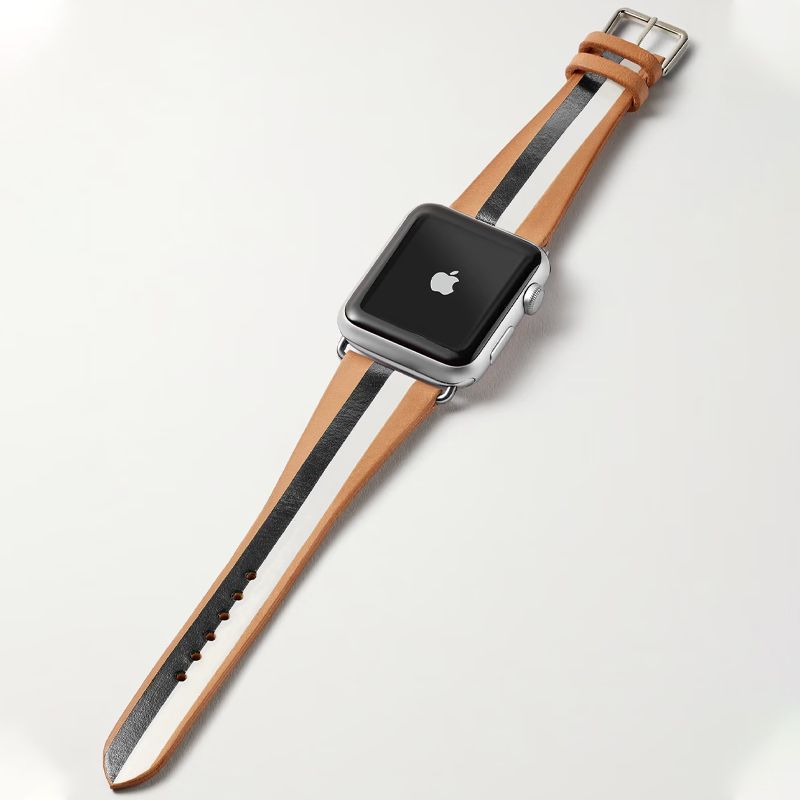 B&W Striped Leather Watch Strap