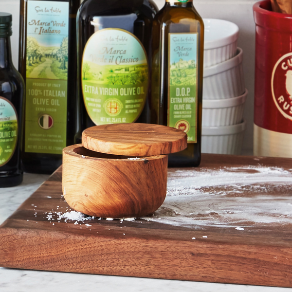 Garde-sel en bois d'olivier