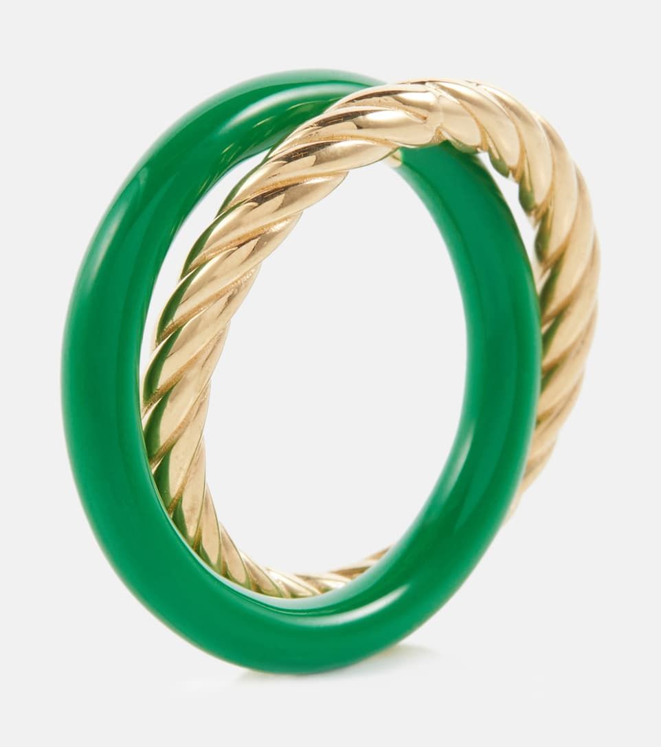 Essentials 18Kt Gold-Plated Silver and Malachite Ring