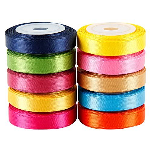 Solid Color Satin Ribbons (10-Pack)