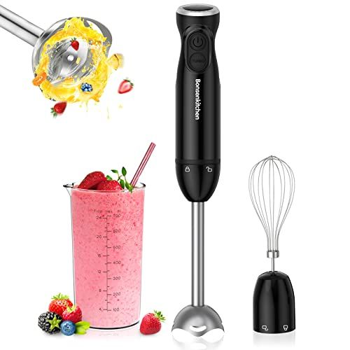 Ovente Electric Cordless Immersion Hand Blender 200 Watt 8-Mixing Speed  with Stainless Steel Blades, Heavy-Duty Portable & Rechargeable Perfect for