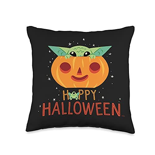Mandalorian Grogu Happy Halloween Throw Pillow