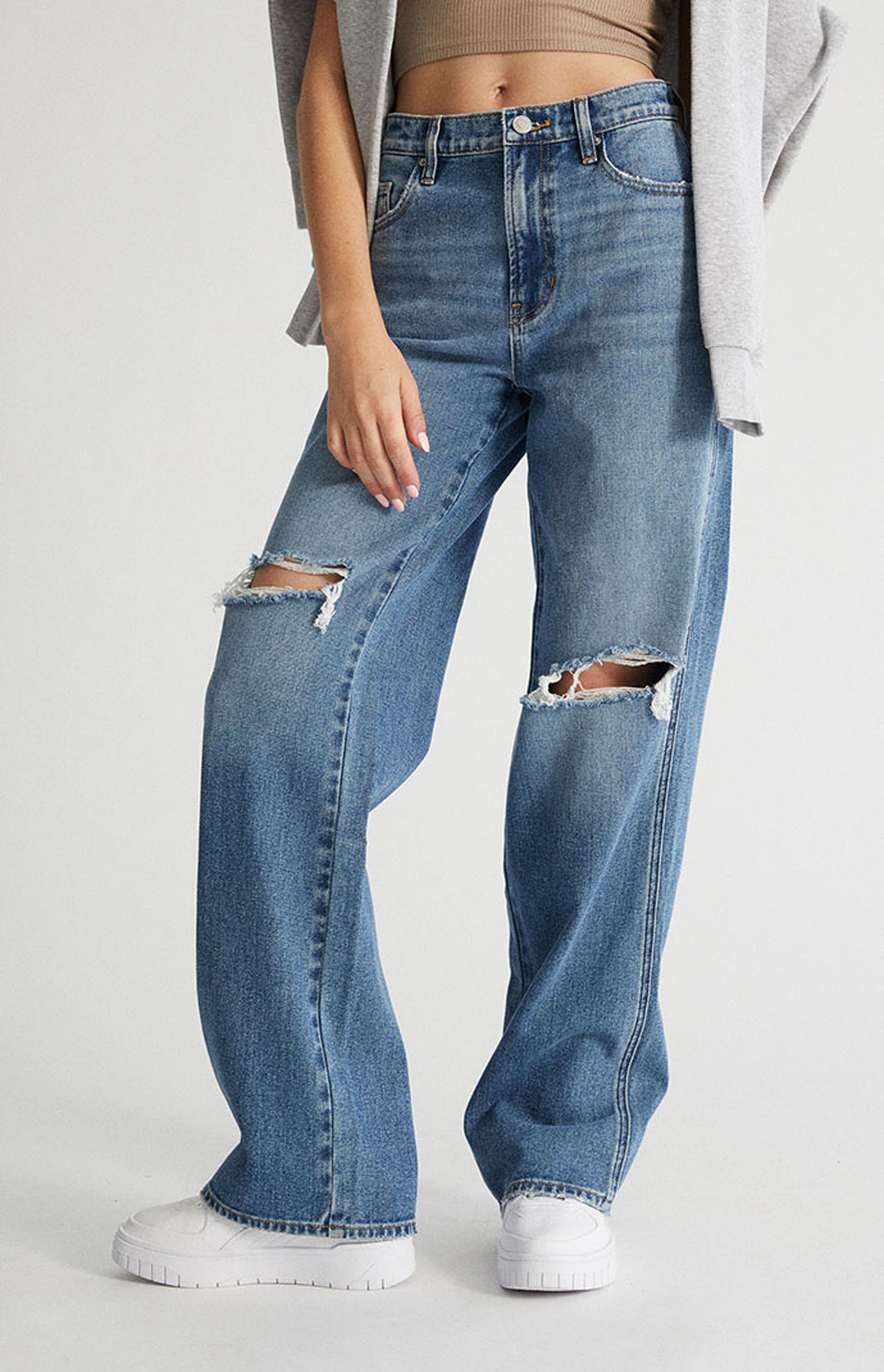Medium Blue Ripped Baggy Jeans