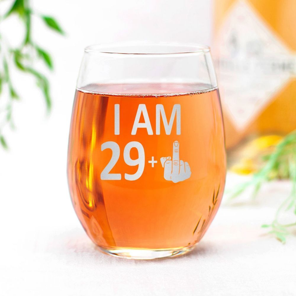 29+1 30th Birthday Middle Finger Wine Glass
