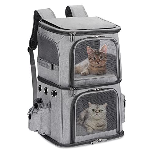 Double-Compartment Pet Carrier Backpack for 2 Cats
