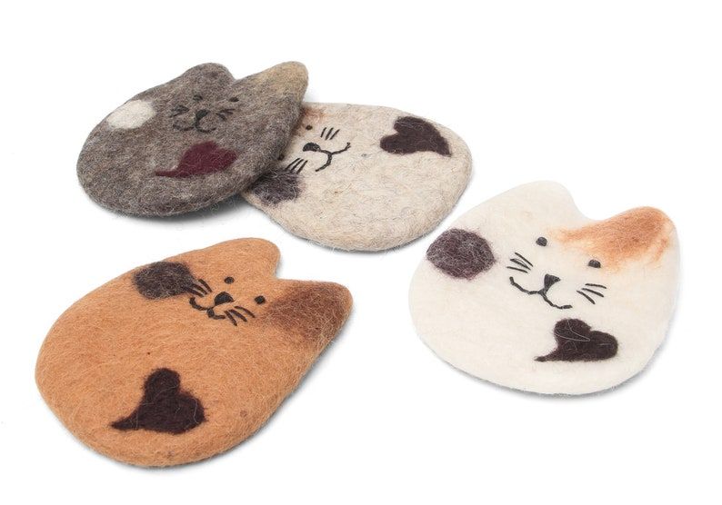 Wool Felt Cat Coasters