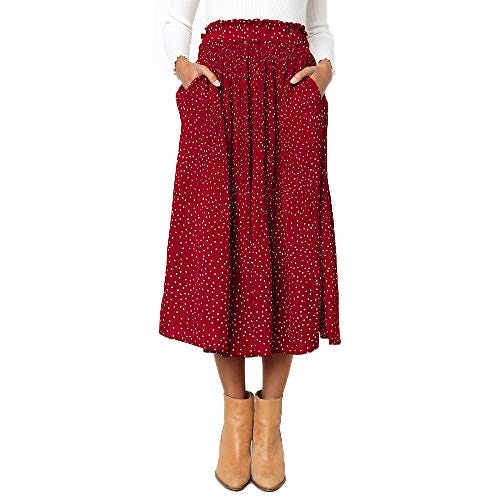 High-Waist Polka Dot Pleated Skirt 