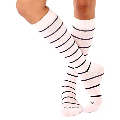 CompressionZ Compression Socks For Men & Women - 30 40 mmHG Graduated  Medical Compression - Travel, Edema - Swelling in Feet & Legs - S, White 