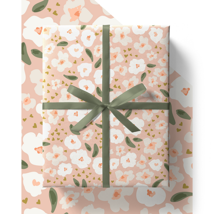 Pink Floral Recyclable Wrapping Paper