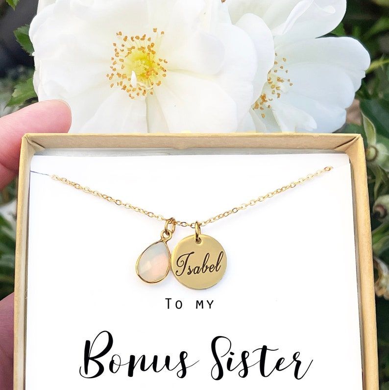 Personalized 'Bonus Sister' Necklace 