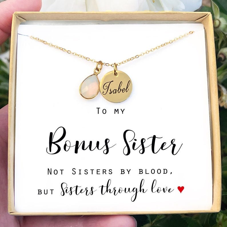 Personalized 'Bonus Sister' Necklace 