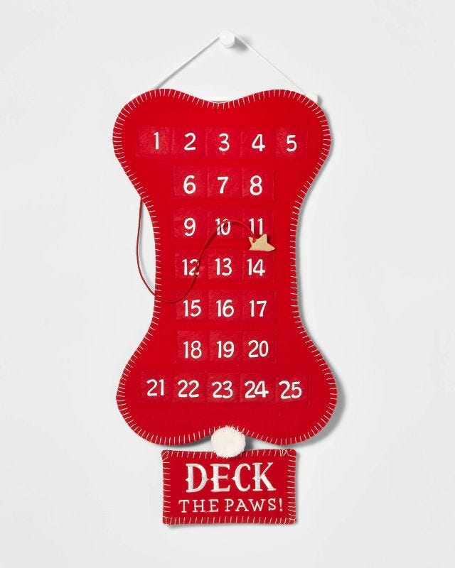 25" Dog Bone 'Deck the Paws' Hanging Christmas Advent Calendar Red - Wondershop™