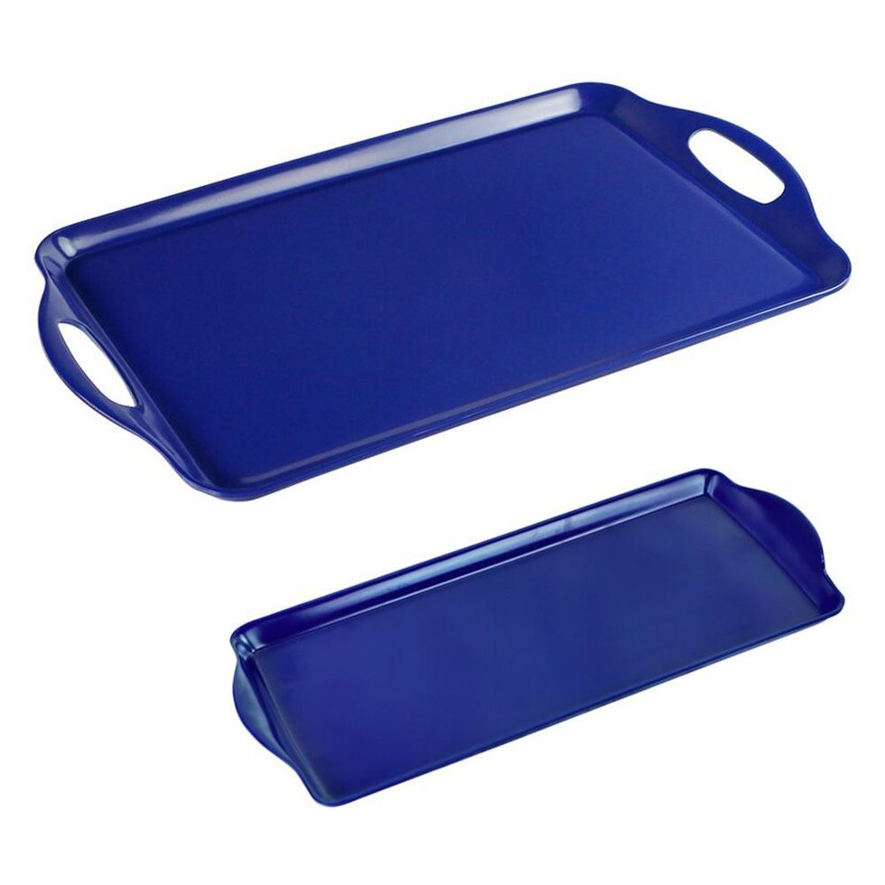 4 Pcs Food Serving Trays For Party Plastic Trays With Handles 13 X 10 Inch  Rectangular Buffet Plast