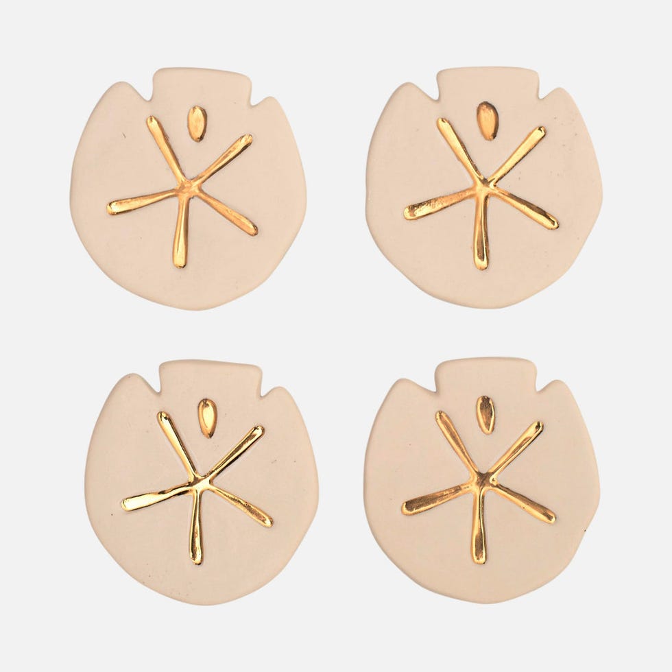 Sand Dollar White and Gold Coasters
