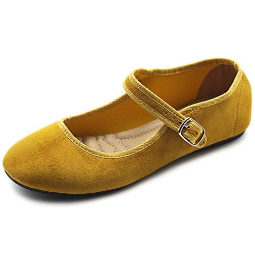 Trary Women's Mary Jane Round Toe Strap Ballet Flat Shoes