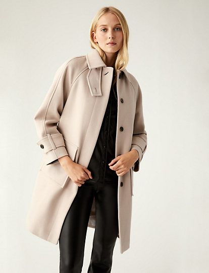 M&S Collection + Collared Single Breasted Coat