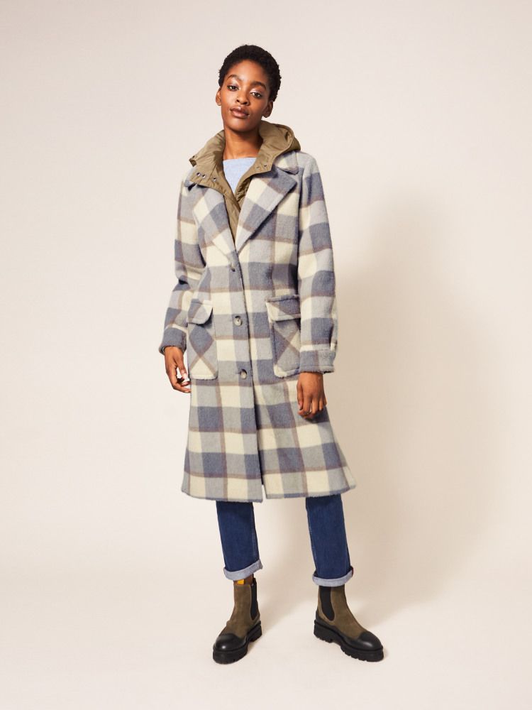 checked coat womens