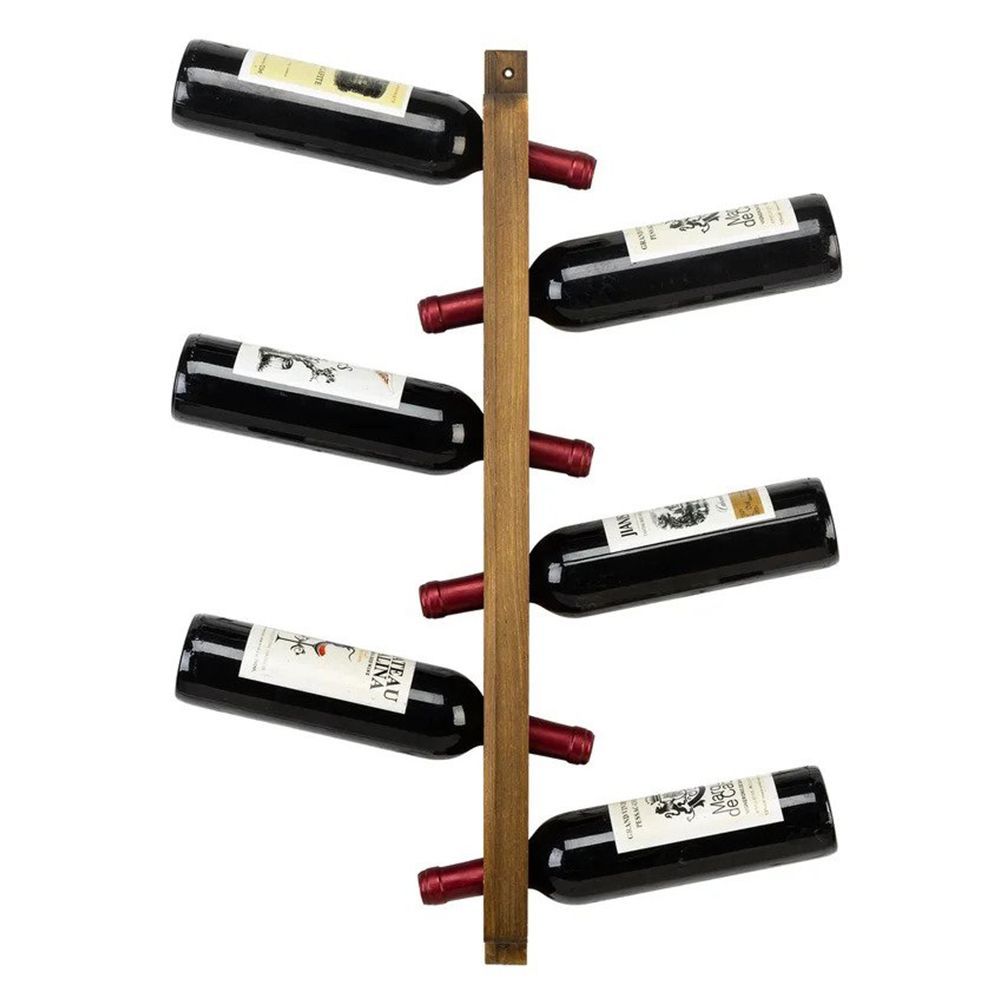 Mihriban 6-Bottle Solid Wood Wall-Mounted Wine Bottle and Glass Rack
