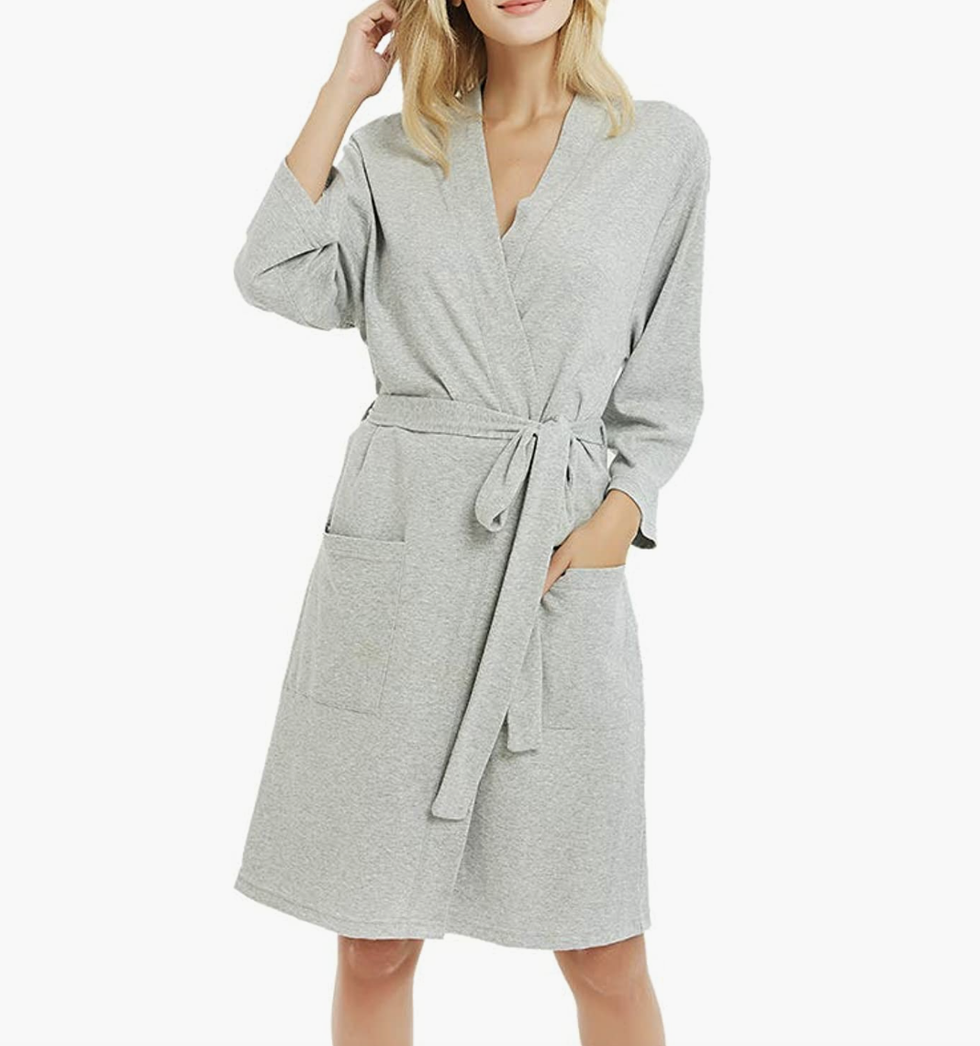 Women's Long Flannel Bathrobe Ultra Soft Plush Microfiber Fleece Robes,Gray,Small  / Medium at  Women's Clothing store