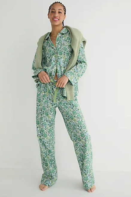 Long-Sleeved Cotton Poplin Pajama Set in Fête Floral