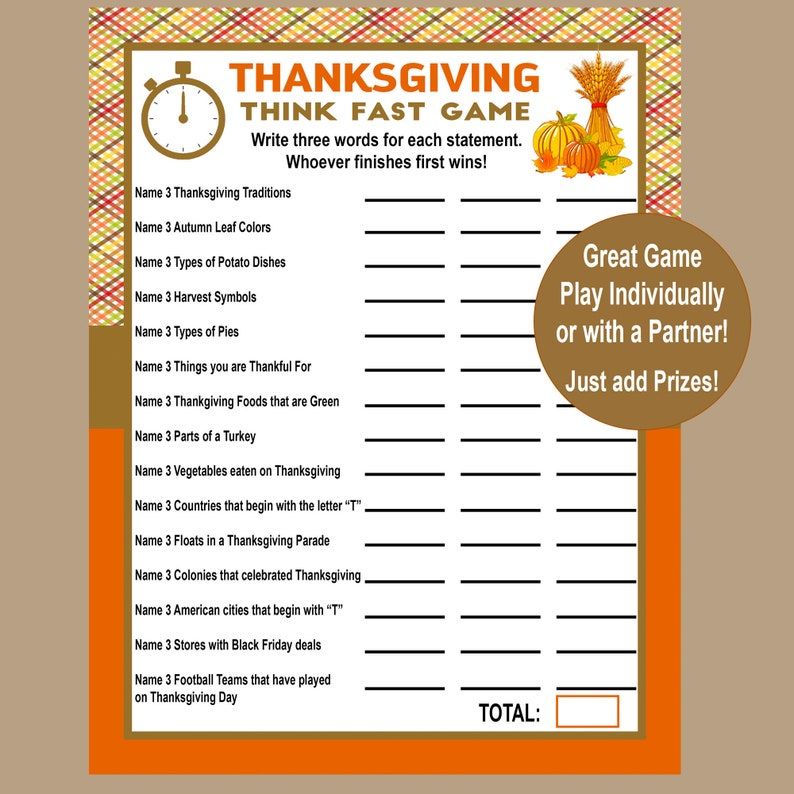 24 FANTASTIC Thanksgiving Party Activities for Kids and Adults