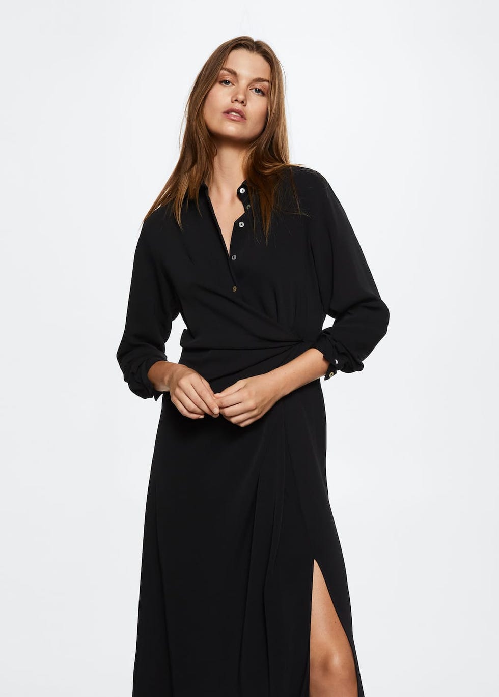 Knot detail shirt dress
