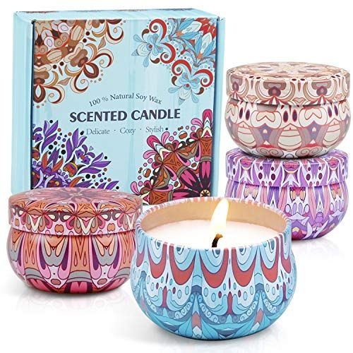 Velas perfumadas para el hogar, juego de regalo de velas perfumadas de  lavanda para mujeres, juego de velas en tarro grande de soja natural para