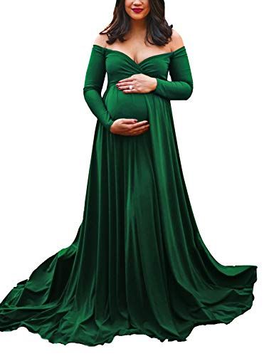 Off Shoulder Long Sleeve Maternity Gown
