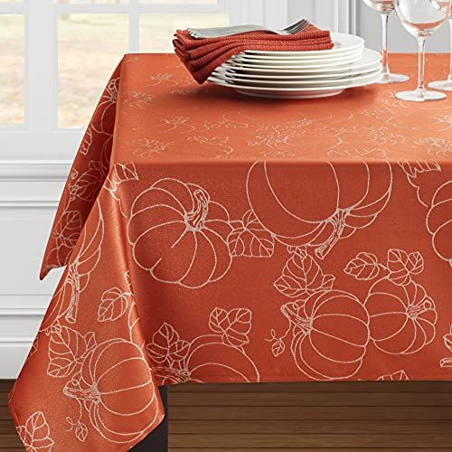 Pumpkin Glitz Metallic Tablecloth