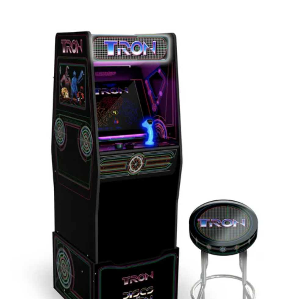 Tron Arcade Machine with Stool