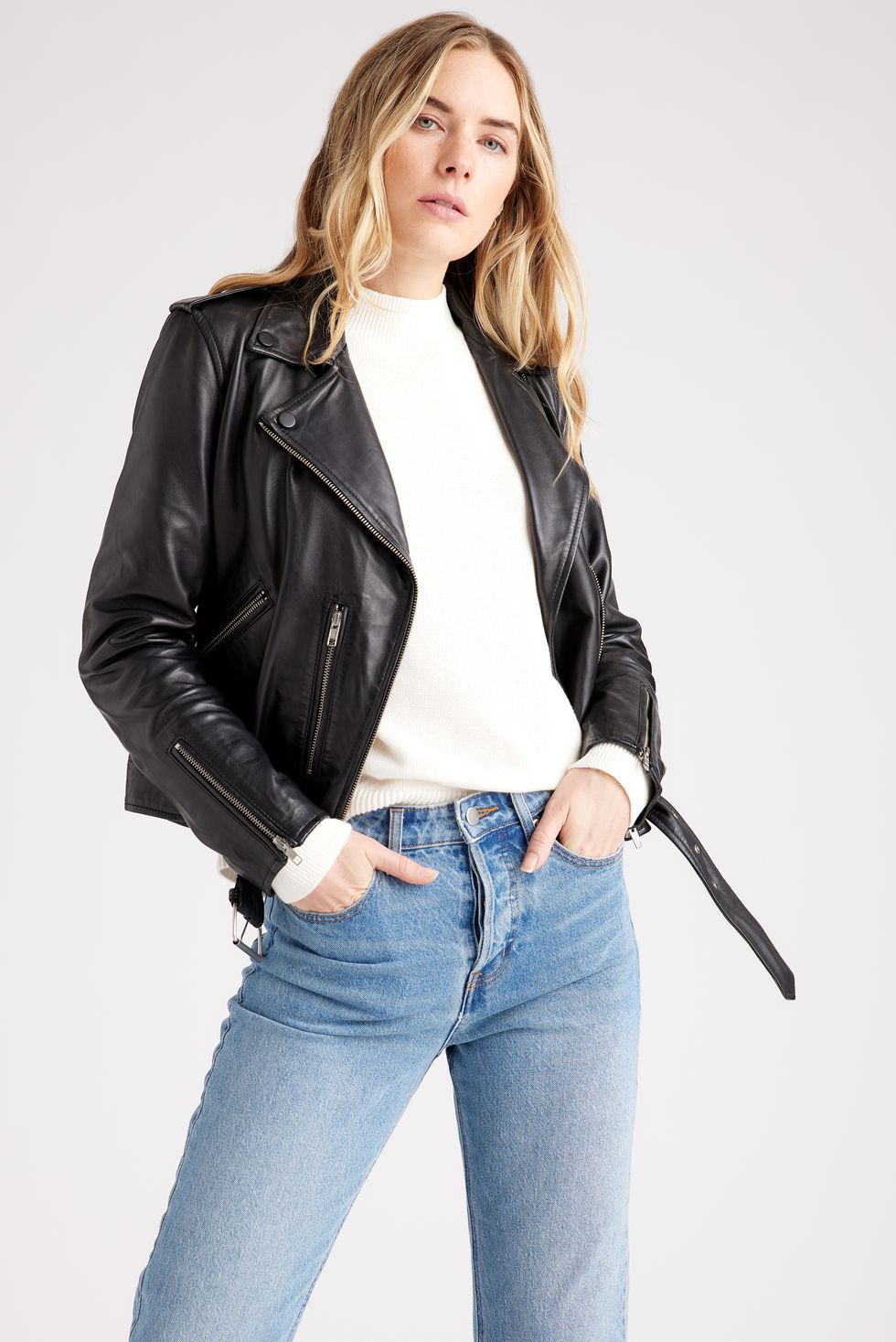 Quince 100% Leather Cropped Jacket
