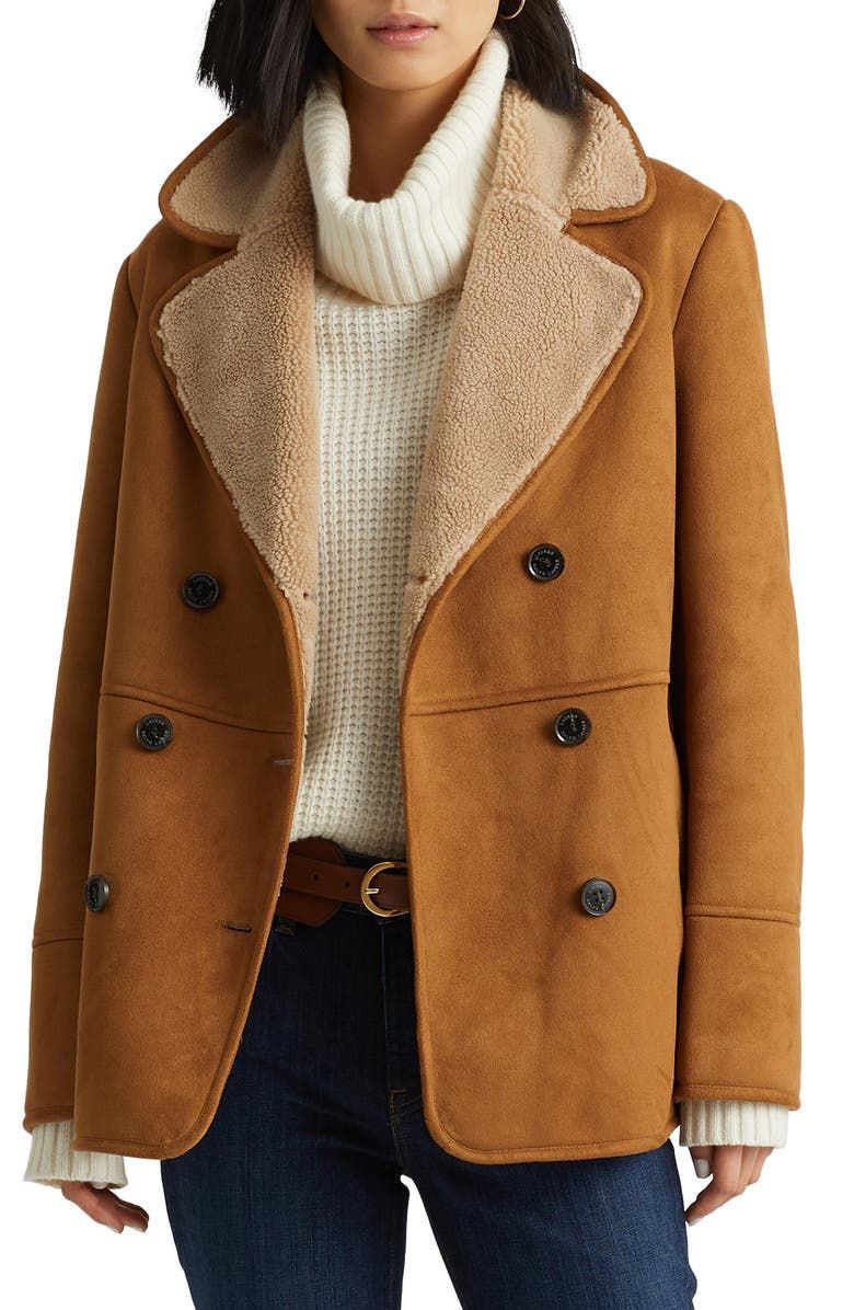 Brown M WOMEN FASHION Coats Shearling discount 96% Zara Long coat 