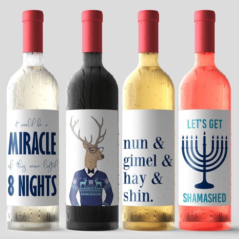 Hanukkah Wine Labels