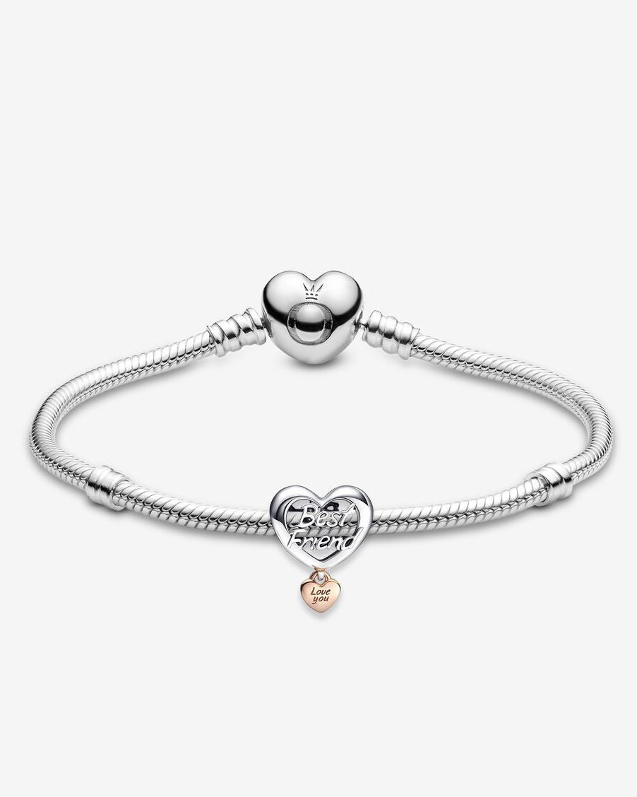 One of a Kind Rose Heart Charm Bracelet Set