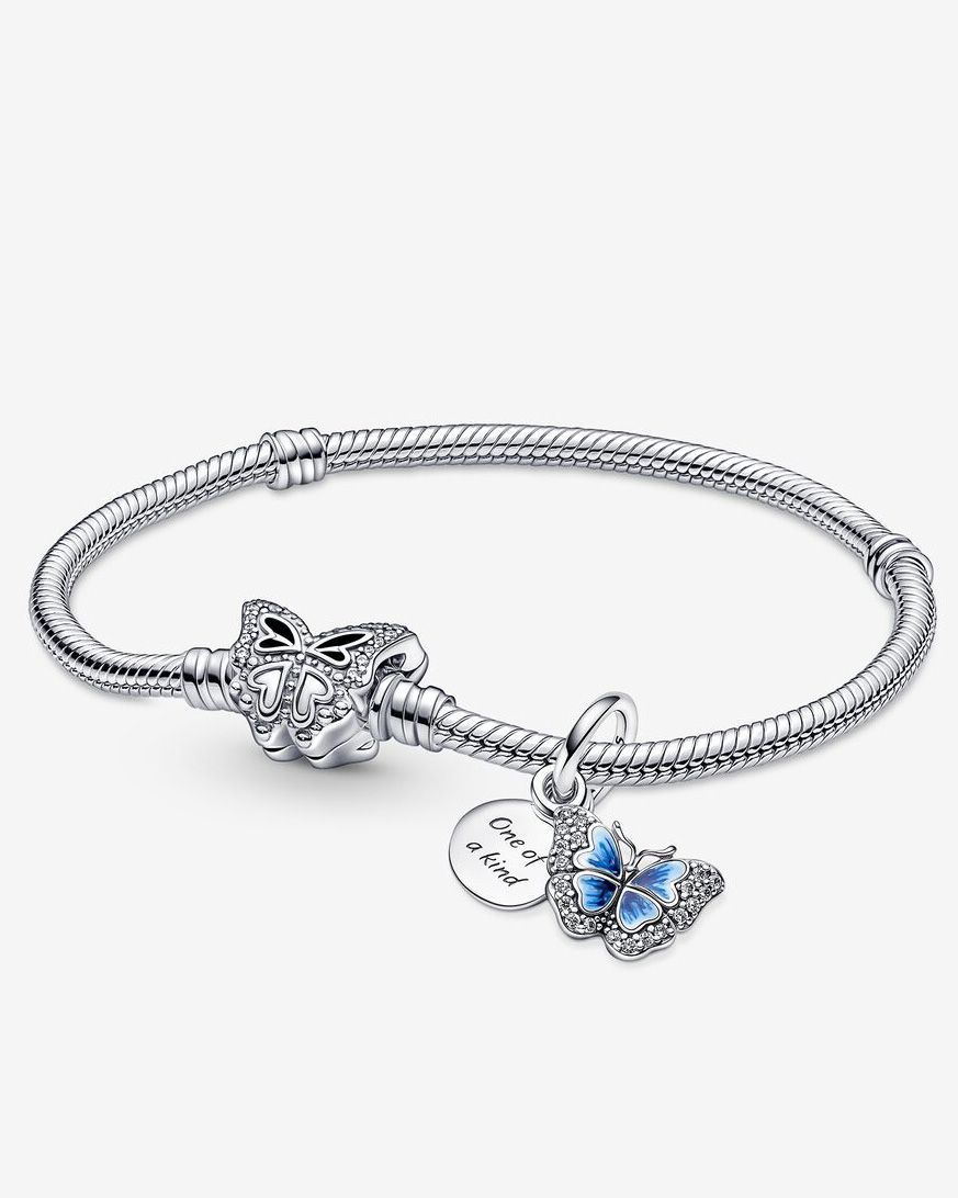 Bracelet Maille Serpent Fermoir Médaillon Bleu Pandora Bijoux - Argent | 3  SUISSES