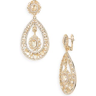 Marchesa Pavé Crystal Filigree Teardrop Earrings