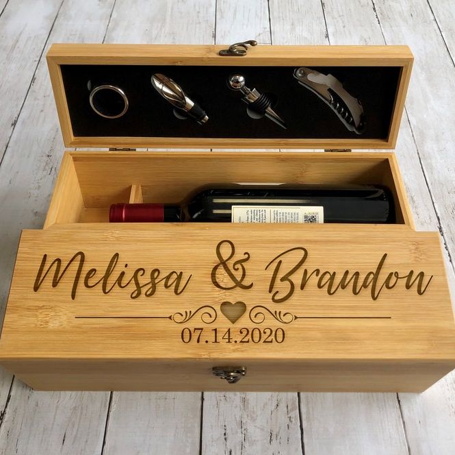MyPersonalEngravings Wooden Wine Box