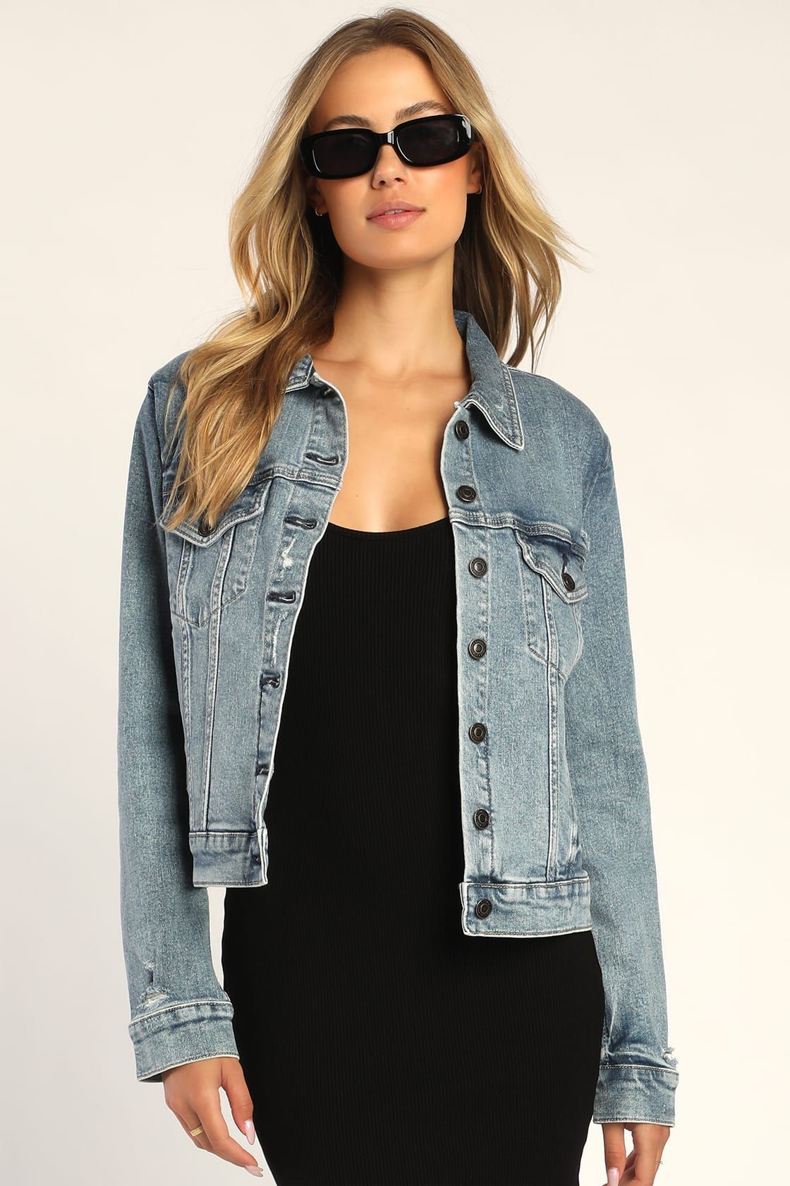 Womens Clothing Jackets Jean and denim jackets retroféte Distressed Denim Jacket in Blue 