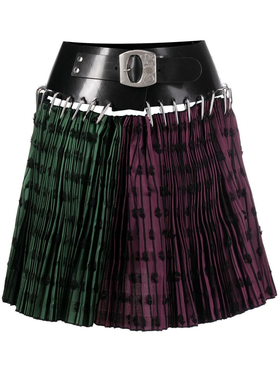 Pleated Belted Miniskirt