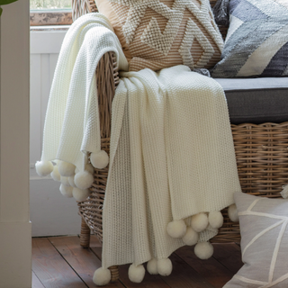 Magdalena Pom Pom Throw in Cream