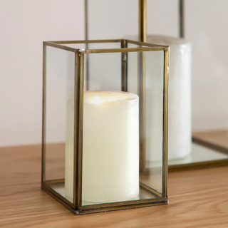 Alyson Glass Candle Holder in Brass