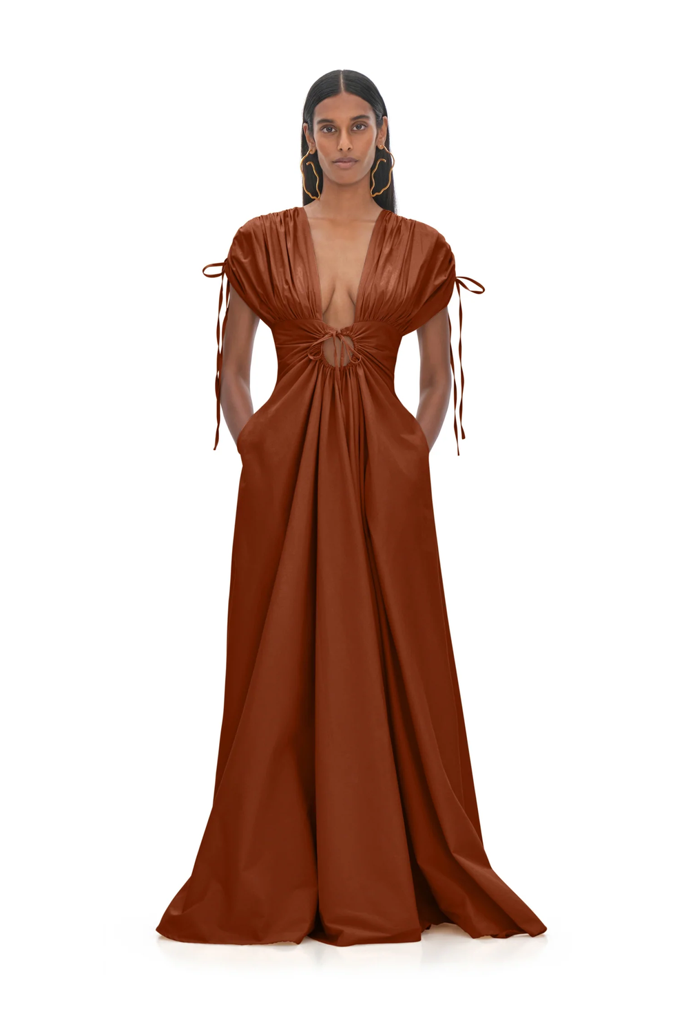 Andrea Iyamah Xena Cocoa Maxi Dress 