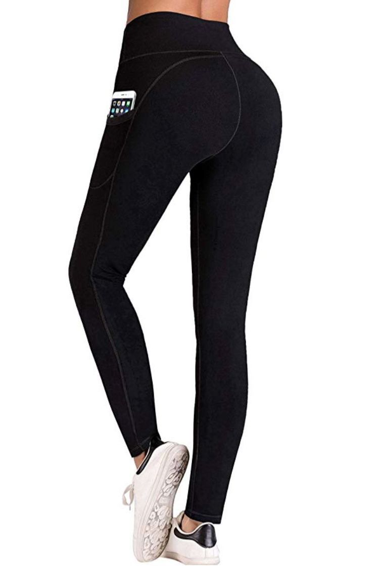 IUGA High Waist Yoga Pants with Pockets, Tummy Control, Workout Pants for  Women 4 Way Stretch Yoga Leggings with Pockets (Navy Blue, Large)