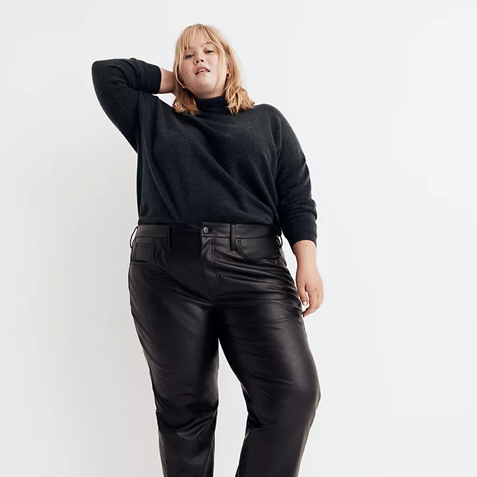 Black Faux Leather Winter High Waisted Leggings (Plus Size