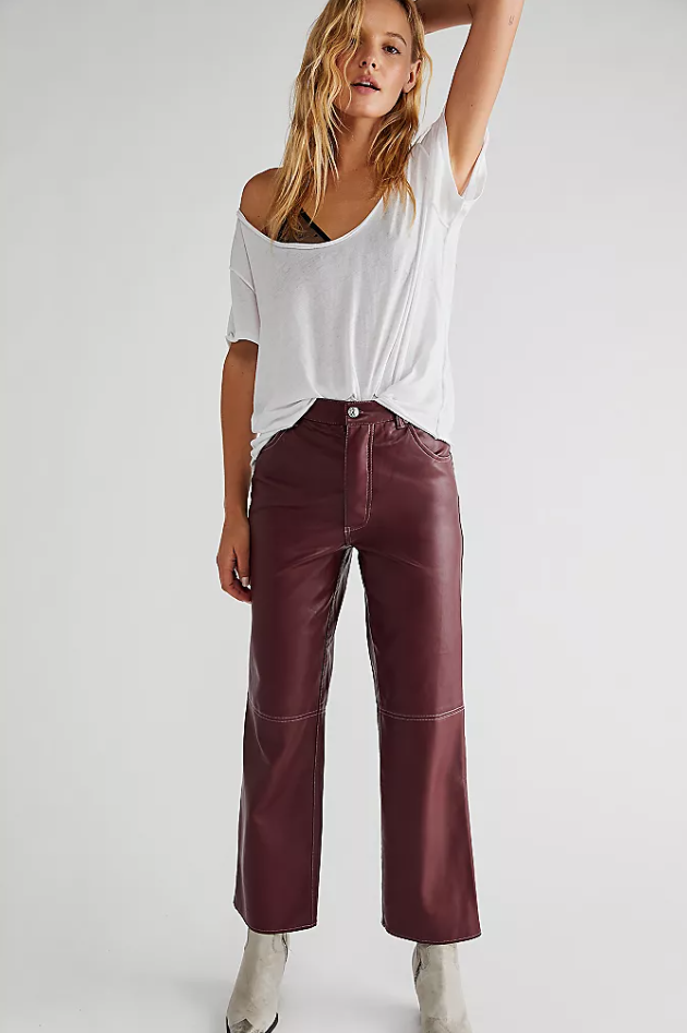 Seen You Out Dark Brown Vegan Leather Wide-Leg Pants