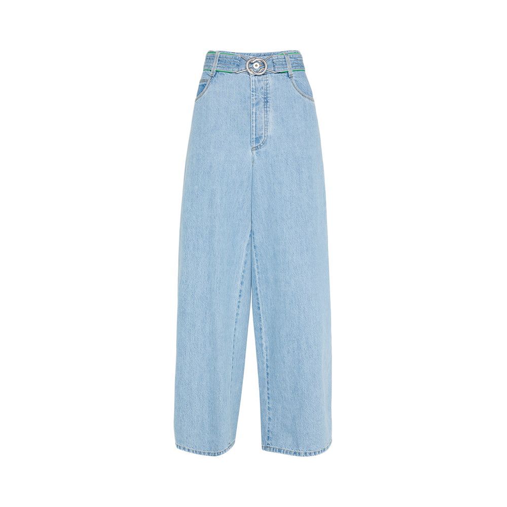 Light Bleached Wide-Leg Denim Trousers