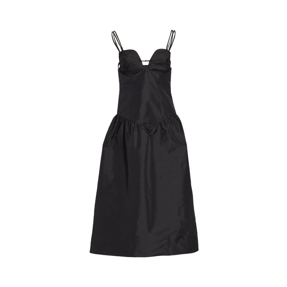 Taffeta Dropped Waist Midi-Dress