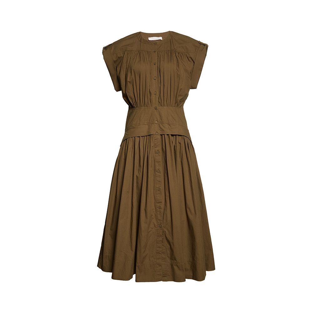 Charlie midi dress in cotton with a drop waist