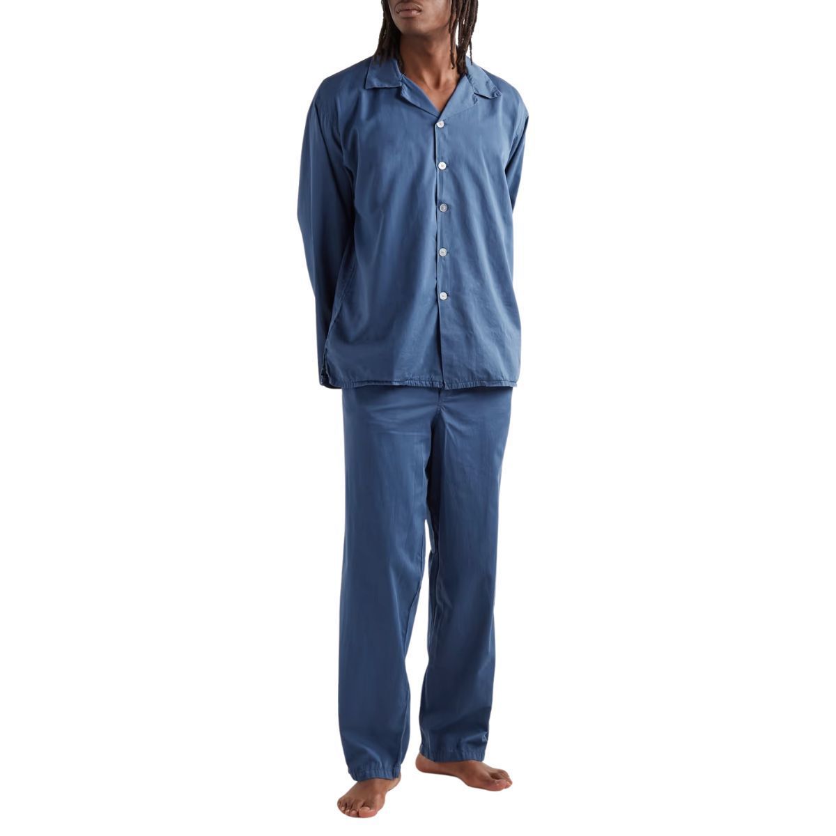 Genuwin Mens Cotton Pyjamas PJ Set Soft Nightwear Long Sleeve Top & Bottom Fitted Sleepwear Loungewear 